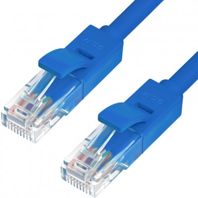 Greenconnect Патч-корд прямой 0.5m UTP кат.6, синий, позолоченные контакты, 24 AWG, литой, GCR-LNC601-0.5m, ethernet high speed, RJ45, T568B Greenconnect RJ45(m) - RJ45(m) Cat. 6 U/UTP PVC 0.5м синий