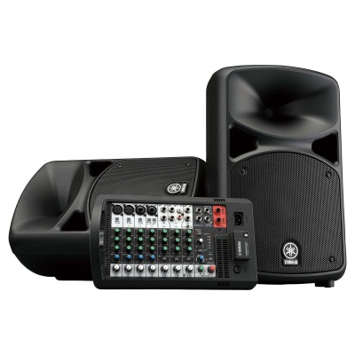 Система звукоусиления Yamaha [STAGEPAS 600BT] портативная (комплект), 680 Вт, 2 х 10"+1.4", 10-канальный микшер (4 моно/линейных входа + 6 моно/3 стерео линейных входа), Входы Hi-Z (с высоким сопротивлением), Bluetooth.