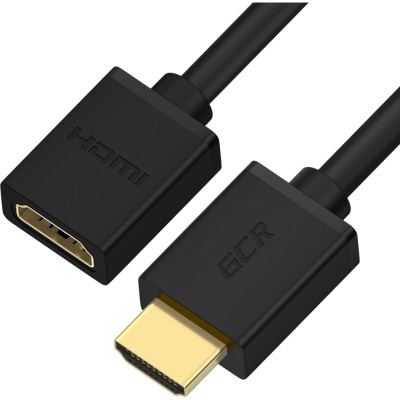 GCR Удлинитель 2.0m v2.0 HDMI-HDMI черный, OD7.3mm, 28/28 AWG, позолоченные контакты, Ethernet 18.0 Гбит/с, 19M / 19F, GCR-HMFR6-BB3S-2m, тройной экран Greenconnect GCR-HMFR6-BB3S-2m, 2 м