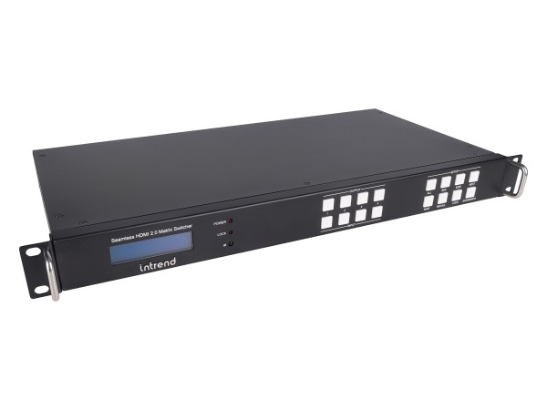 Матричный коммутатор Intrend [ITMFM-4x4H4A] HDMI 4x4, разрешение 4K60, бесподрывный, с поддержкой видеостены и многооконного режима, деэмбедирование звука