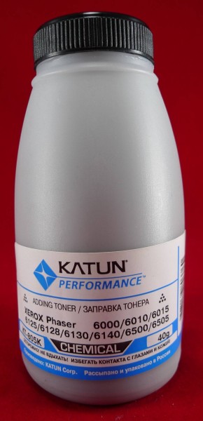 Тонер XEROX Phaser 6000/6010/6015/6125/6128/6130/6140/6500/6505 Black, химический (фл. 40г) Katun фас.Россия