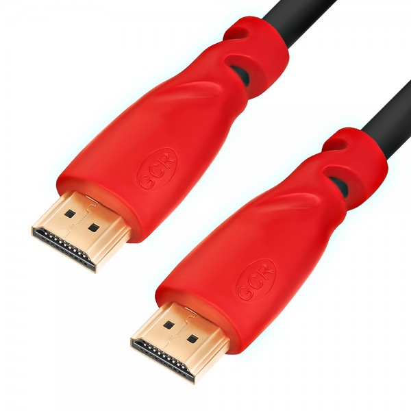 GCR Кабель 1.5m HDMI версия 1.4, черный, красные коннекторы, OD7.3mm, 30/30 AWG, позолоченные контакты, Ethernet 10.2 Гбит/с, 3D, 4K GCR-HM350-1.5m, экран Greenconnect HDMI (m) 1.4 - HDMI (m) 1.4 1.5м черный