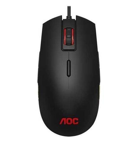 AOC Мышь игровая профессиональная GM500, многоцветная RGB, 5000 dpi., Pixart 3325, USB кабель 1,8 м, чёрный.