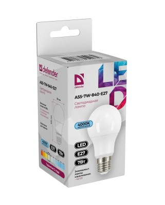 Defender Лампочка светодиодная A55-7W-840-E27 груша, 4000 К, нейтральный белый, 1 шт.