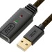 GCR Удлинитель активный 5.0m USB 2.0, AM/AF, GOLD, черно-прозрачный, с усилителем сигнала, 28/24 AWG, разъём для доп.питания, 44-050600 Greenconnect USB 2.0 Type-AM - USB 2.0 Type-AF