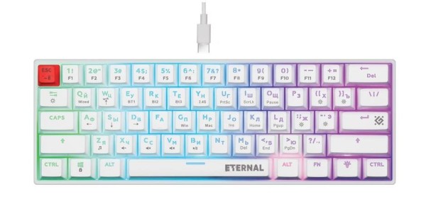 Defender Механическая клавиатура Eternal GK-019 RU,белый,RGB,3в1,61кнопок