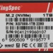 Накопитель SSD SHENZHEN KINGSPEC ELECTRONICS TECHNOLOGY CO LTD XG7000-1TB