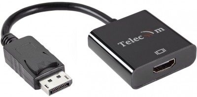 Адаптер-переходник Telecom DisplayPort (Male) - HDMI (Female) 4K@60Hz, 0.2 метра, чёрный (TA555) Telecom DisplayPort (m) - HDMI (f)