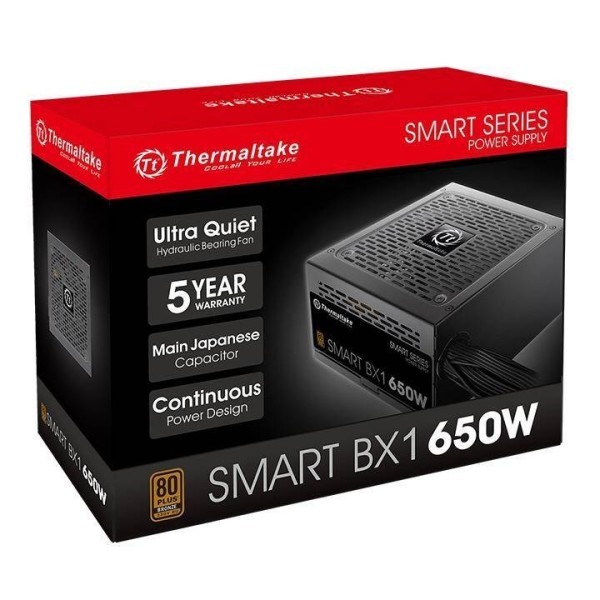 Блок питания 650W Thermaltake Smart BX1 SPD-650AH2NKB-2 Black (ATX 12V v2.3 and EPS v2.92, APFC, 80+ BRONZE, fan 12cm)