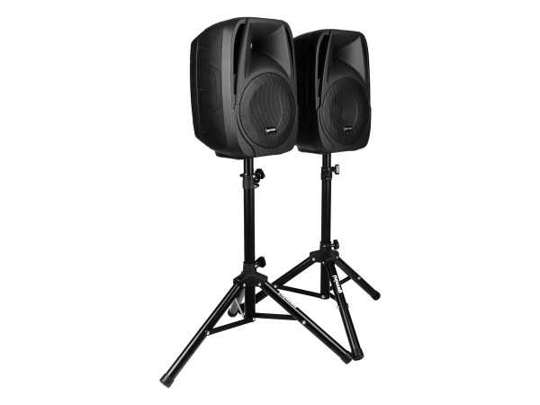 Акустическая система Gemini [ES-210MXBLU-ST] Комплект: 2х АС 10"НЧ/1"ВЧ, микшер с усилителем 150 Вт RMS, входы: 4x XLR Mic, 6x 1/4" TRS Line, 2x RCA, 1/8 TRS, выходы: 2x 1/4" TRS, 2x RCA, 1/8 TRS Headphones, 2х стойки, микрофон, кабели