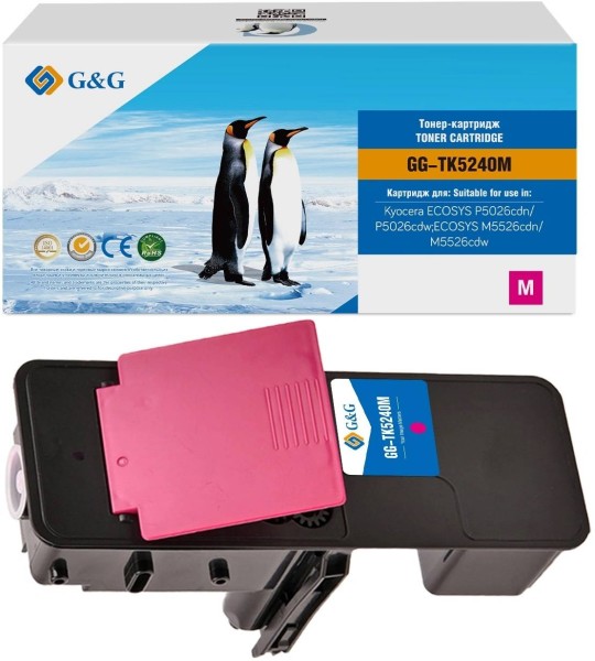 Тонер-картридж G&G, аналог Kyocera TK-5240M пурпурный 3k с чипом