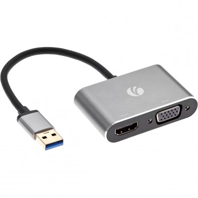 Кабель-переходник USB 3.0 (Am) --> HDMI(f)+VGA(f), Aluminum Shell, VCOM <CU322M> VCOM CU322M
