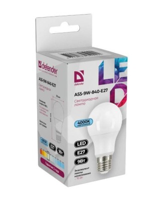 Defender Лампочка светодиодная A55-9W-840-E27 груша, 4000 К, нейтральный белый, 1 шт