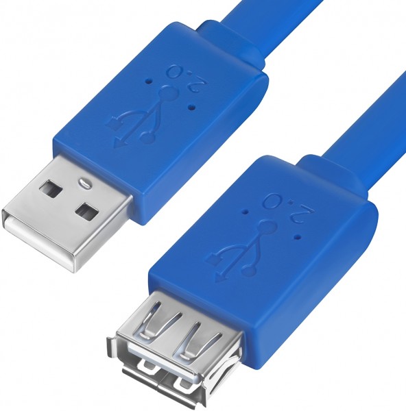 Greenconnect Удлинитель PROF 5.0m USB 2.0, AM/AF, плоский синий, морозостойкий, GCR-UEC2M2-BD-5.0m Greenconnect  USB 2.0 Type-AM - USB 2.0 Type-AF 5м