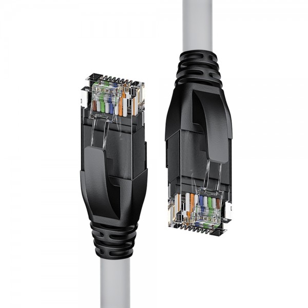 Патч-корд прямой 0.5m UTP кат.5e, серый, черные коннекторы, 24 AWG, литой, ethernet high speed 1 Гбит/с, RJ45, T568B Патч-корд 4PH-50768