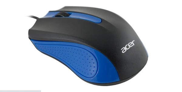 Acer Мышь OMW011 черный/синий оптическая (1200dpi) USB (3but)