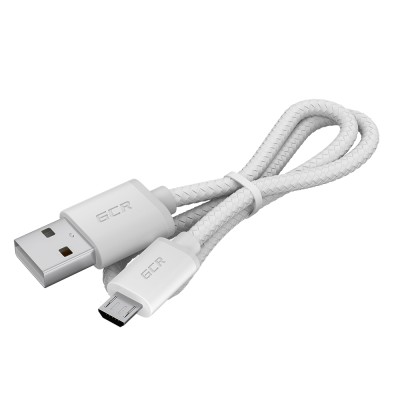 GCR Кабель 1.0m MicroUSB, быстрая зарядка, белый нейлон, GCR-54082 Greenconnect GCR-54082