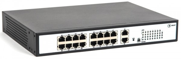 2024 SKAT PoE-16E-2G коммутатор PoE Plus, мощность 250Вт, порты: 16-Ethernet, 2-Uplink Бастион SKAT PoE-16E-2G