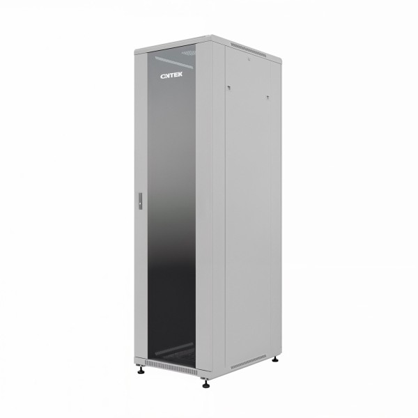Шкаф напольный универсальный серверный ONTEK TC 42U 800х800мм, 4 профиля 19, двери стекло и сплошная металл, боковые стенки съемные, регулируемые опоры, разобранный, серый RAL 7035