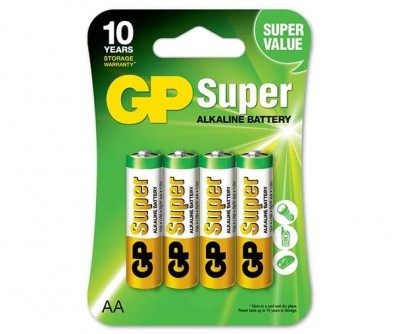 Алкалиновые батарейки GP Super Alkaline 15А АA - 4 шт. на блистере GP 4891199000034