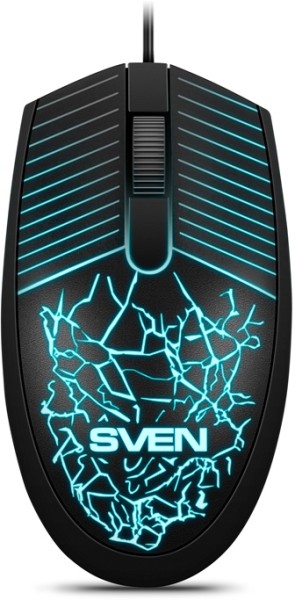 Мышь SVEN RX-70 чёрная (2+1кл. 1200DPI, подсветка,  каб. 1,5м, блист.) Sven RX-70