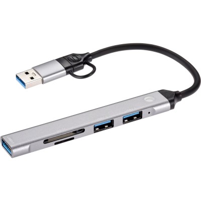 Адаптер TypeC+adapter-->USB3.0+2USB2,0+SD+TF, VCOM <DH297> VCOM DH297