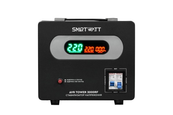 Напольный стабилизатор напряжения SMARTWATT AVR TOWER 3000RF (140W - 260W, 3000VA, 3 кВт, 50-60 Гц, LED-дисплей, релейны