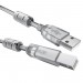 GCR Кабель PROF 1.5m USB 2.0, AM/BM, прозрачный, ферритовые кольца, 28/24 AWG, экран, армированный, морозостойкий, GCR-52422 Greenconnect USB 2.0 Type-AM - USB 2.0 Type-BM 1.5м