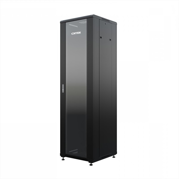 Шкаф напольный универсальный серверный ONTEK TC 18U 600х600мм, 4 профиля 19, двери стекло и сплошная металл, боковые стенки съемные, регулируемые опоры, разобранный, черный RAL 9005