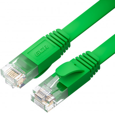 GCR Патч-корд PROF плоский прямой 15.0m, UTP медь кат.6, зеленый, 30 AWG, ethernet high speed 10 Гбит/с, RJ45, T568B, GCR-52839 Greenconnect RJ45(m) - RJ45(m) Cat. 7 U/UTP PVC 15м