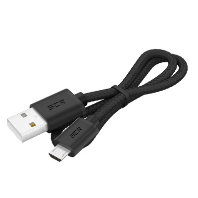 GCR Кабель 1.0m MicroUSB, быстрая зарядка, черный нейлон, GCR-54085 Greenconnect GCR-54085