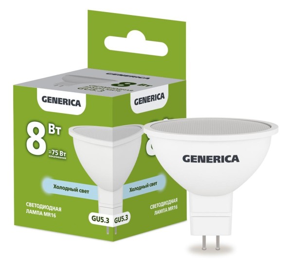 Лампа светодиодная IEK LL-MR16-08-230-65-GU5-G