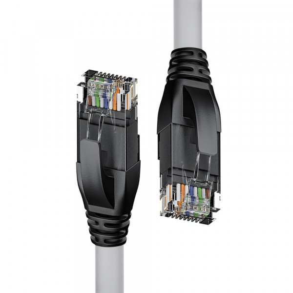 Патч-корд прямой 5.0m UTP кат.5e, серый, черные коннекторы, 24 AWG, литой, ethernet high speed 1 Гбит/с, RJ45, T568B Патч-корд 4PH-50811