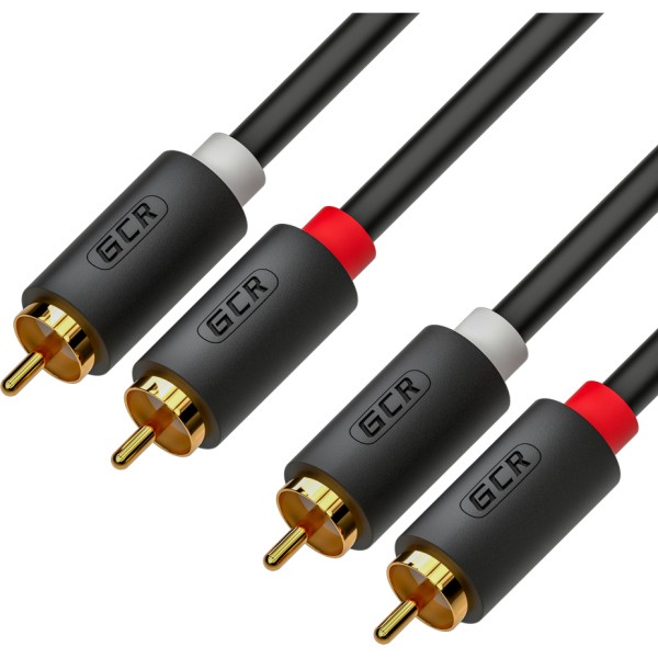 GCR Кабель 5.0m аудио 2 х RCA / 2 х RCA , GOLD, черный, GCR-53116 Greenconnect GCR-53116, 5 м