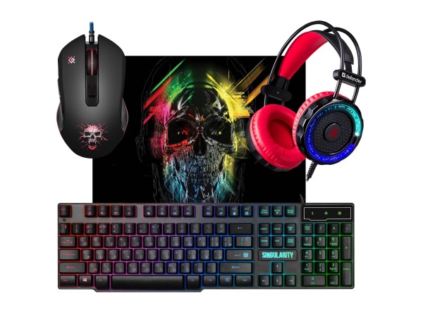 Defender Игровой набор проводной Singularity MKP-118 мышь+клавиатура+гарнитура+коврик.