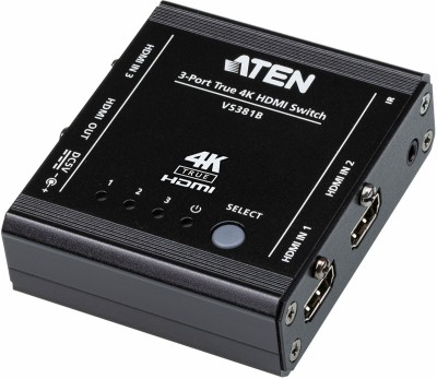 Переключатель, электрон, HDMI, 3> 1 телевизор/панель/монитор/проектор, без шнуров, (1920x1200 60Hz,480P/720P/1080i/1080P,HDMI 1.3/HDCP 1.1,пульт ДУ) true 4K HDMI ATEN VS381B