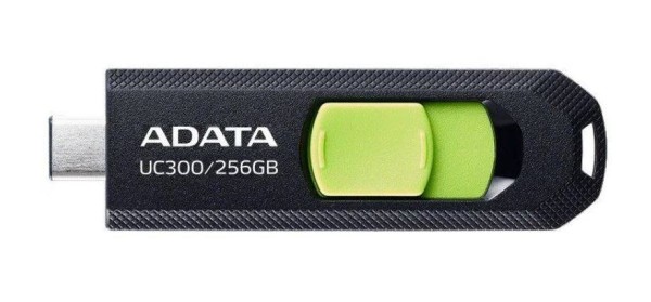 Флеш накопитель 256GB A-DATA UC300, USB TypeC 3.2, черный/зеленый