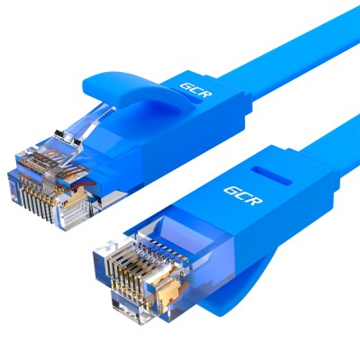 GCR Патч-корд PROF плоский прямой 3.0m, UTP медь кат.6, синий, 30 AWG, GCR-LNC621-3.0m ethernet high speed 10 Гбит/с, RJ45, T568B Greenconnect GCR-LNC621-3.0m