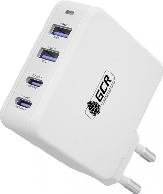 GCR Сетевое зарядное устройство 100W, 2 USB + 2 TypeC, GaN Tech Quick Charger, PD 3.0, белый Greenconnect GCR-54225