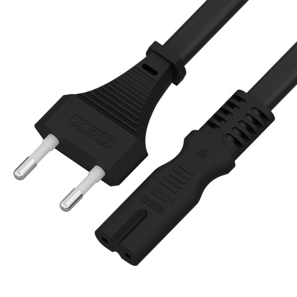 GCR Кабель питания 2.0m, CEE 7/16 / IEC C7, черный, 2*0,5mm, GCR-54294 Greenconnect GCR-54294