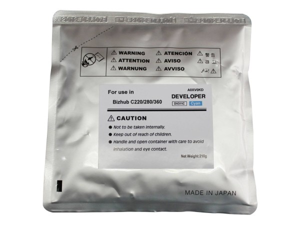 Девелопер для KONICA MINOLTA Bizhub C220/C280/C360 Cyan, 210г/пак, 114000 стр. (A0XV0KD/DV311C) CET