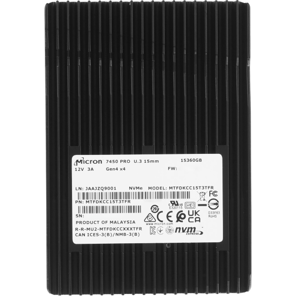Серверные твердотельные накопители Micron 7450 PRO 15360GB (MTFDKCC15T3TFR-1BC15ABDB)