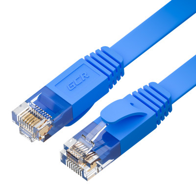 GCR Патч-корд PROF плоский прямой 0.3m, UTP медь кат.6, синий, 30 AWG, ethernet high speed 10 Гбит/с, RJ45, T568B, GCR-53086 Greenconnect RJ45(m) - RJ45(m) Cat.6 UTP  0.3м синий