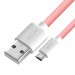 GCR Кабель 3A 1.5m MicroUSB, быстрая зарядка, розовый нейлон, GCR-51703 Greenconnect GCR-51703