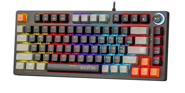 Defender Механическая клавиатура Wildfire GK-213 RU,чер/сер,82кн,TNT розов,1.5м