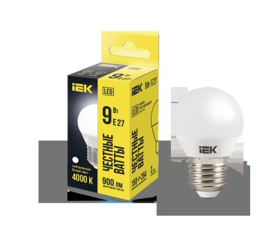 Лампа светодиодная IEK LLE-G45-9-230-40-E27