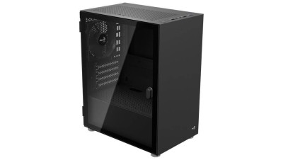 Корпус AeroCool CS-111-G-BK-v1 Black Mini Tower Micro ATX/mini-ITX, без БП, SGCC, Steel, tempered glass (4711099476800)