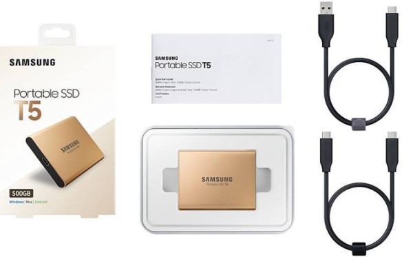 Твердотельный диск 500GB Samsung Т5 Portable MU-PA500G, V-NAND, USB 3.1 Type-C [R/W - 540/540 MB/s] Металл