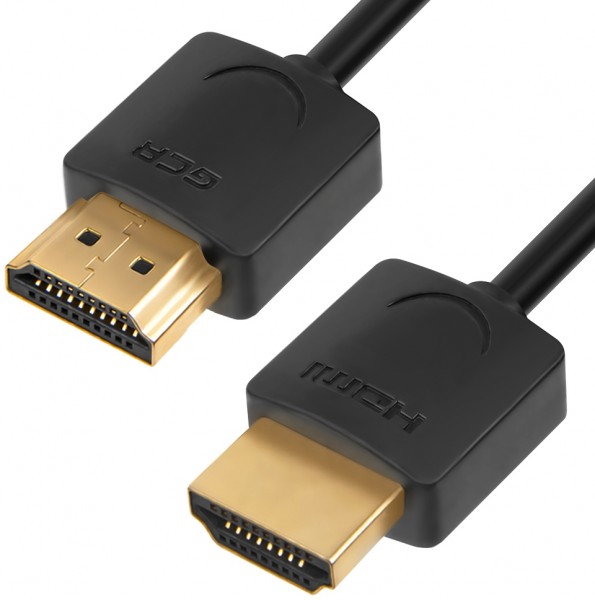 Greenconnect Кабель SLIM 0.5m HDMI 2.0, черный Slim, OD3.8mm, HDR 4:2:2, Ultra HD, 4K 60 fps 60Hz, 3D, AUDIO, 18.0 Гбит/с, 32/32 AWG, GCR-51592 Greenconnect HDMI (m) - HDMI (m) 0.5м