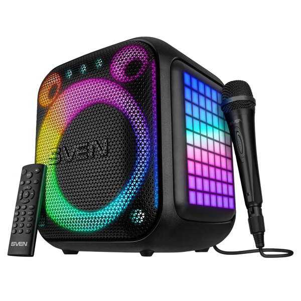 SVEN PS-880, черный, акустическая система 1.0, мощность 110 Вт (RMS), Bluetooth, FM, USB, microSD, LED-дисплей, встроенный аккумулятор Sven SV-022853